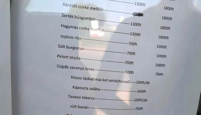 Bufe Menu - Budapest